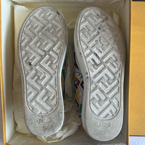 FENDI X SARA COLEMAN Canvas FF Vertigo Embroidered Womens Rise Slip On Sneakers - Picture 7 of 11